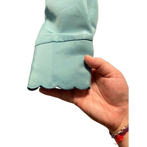 Vintage Elizabeth Williams Embroidered Floral Blouse Teal Size 2X Cottage Boho - Picture 7 of 11